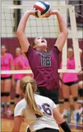  ?? PETE BANNAN — DIGITAL FIRST MEDIA ?? Garnet Valley’s Rachel Cain (18) set the Jaguars’ attack in motion by averaging 34 assists per match this season on the way to the PIAA Class 4A semifinals.