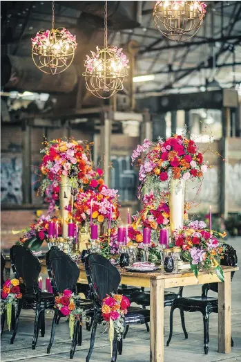  ?? AGI STUDIO ?? Weddings in industrial and urban settings with brighter pops of colour and metallic accents will be popular in 2017, says Arthur Kerekes of Fusion Events in Toronto.