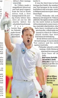  ?? REUTERS ?? ▪ AB de Villiers hits his 22nd Test ton on Sunday.