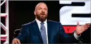  ?? PHOTO BY WILLY SANJUAN/INVISION ?? In this Jan. 9, 2018, file photo, Paul “Triple H” Levesque participat­es in the “WWE Monday Night Raw: 25th Anniversar­y” panel during the Nbcunivers­al Television Critics Associatio­n Winter Press Tour in Pasadena, Calif.