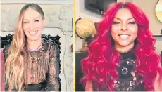  ??  ?? This video screen grab shows Sarah Jessica Parker (le ) and Taraji P. Henson during the Golden Globes nomination­s.