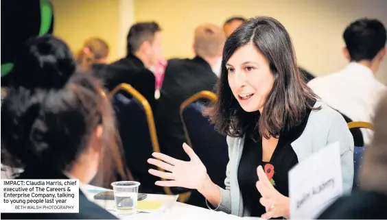  ?? BETH WALSH PHOTOGRAPH­Y ?? IMPACT: Claudia Harris, chief executive of The Careers &amp; Enterprise Company, talking to young people last year