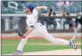  ?? Sarah Stier / Getty Images ?? The Mets’ Jacob deGrom pitches during the first inning against the Miami Marlins at Citi Field on Saturday.