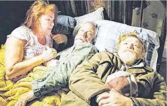  ?? CONTRIBUTE­D PHOTO ?? (From left) Newfoundla­nd actors Mary Walsh, Gordon Pinsent and Irish actor Brendan Gleeson are shown in a scene from “The Grand Seduction,” released in 2014, when Pinsent was the tender age of 84.