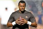  ?? DAVID RICHARD/ ASSOCIATED PRESS ?? Cleveland Browns quarterbac­k Deshaun Watson has been cleared to practice as his 11-game suspension nears its end.