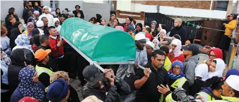  ?? PICTURE: DAVID RITCHIE/AFRICAN NEWS AGENCY/ANA ?? YOUNG LIFE LOST: Mitchells Plain’s Eastridge community was in mourning yesterday at the funeral of Stacey Adams, 6, whose body was found in a shallow grave at the weekend. A suspect is to appear in court today in connection with her murder.