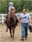  ??  ?? When Cherry arrived at The Mustang Acres Farm, she was sick and severely underweigh­t. Today she has not only recovered but has blossomed. Cherry is now helping a Girl Scout troop earn their horseback riding badges.