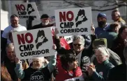  ?? ?? Opponents of a proposed $1 billion transmissi­on line aimed at bringing Canadian hydropower to the New England grid attend a rally on Feb. 3, 2020, in Augusta, Maine.