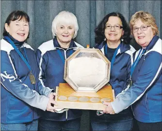  ?? CONTRIBUTE­D ?? The Provincial­s Masters winning women’s team was skipped by Louanne Labelle at the Middleton Curling Club. The ladies are Louanne Labelle with Doris Nicholson, Owenita Rogers, and Donna Semeoto.