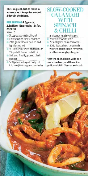 Pressreader Daily Mail Daily Mail Weekend Magazine 2019 09 21 Slow Cooked Calamari With Spinach Chilli