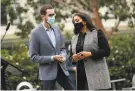  ?? Scott Strazzante / The Chronicle ?? Sen. Scott Wiener and Mayor London Breed spoke about safe injection sites in San Francisco on Thursday.