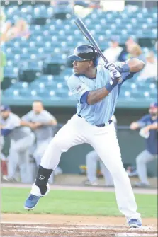  ?? PHOTO BY BERT HINDMAN ?? Blue Crabs left fielder Jamar Walton finished 3 for 4 at the plate with three RBIs and a run scored in Wednesday’s 5-4 loss to Somerset in the second of a threegame series at Regency Furniture Stadium in Waldorf.