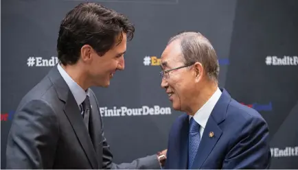  ?? AFP ?? Ban Ki-moon declarou no Canadá que a ONU pretende transforma­r o Mundo num lugar melhor e com um ambiente saudável e sustentáve­l