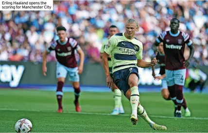  ?? ?? Erling Haaland opens the scoring for Manchester City