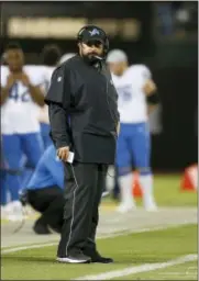  ?? ROSS CAMERON — THE ASSOCIATED PRESS ?? Detroit Lions head coach Matt Patricia during the second half of an NFL preseason football game between the Oakland Raiders and the Lions in Oakland, Calif., Friday, Aug. 10.