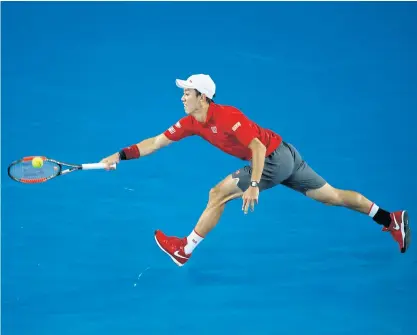  ??  ?? Kei Nishikori in action against Lukas Lacko.