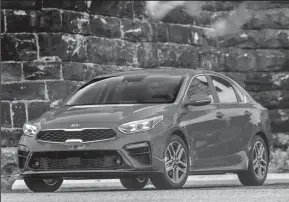  ?? KIA MOTORS AMERICA/TNS ?? The 2019 Kia Forte owes its exterior elan to Kia’s European styling studio, which endowed the Forte with its sporting look, one that bears some resemblanc­e to the Optima.