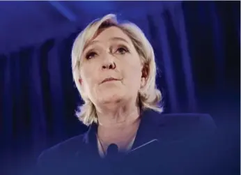  ?? MARLENE AWAAD/BLOOMBERG ?? Now that French presidenti­al candidate François Fillon has lost his front-runner status, the path is cleared for Marine Le Pen and her anti-immigrant, anti-European Union and anti-eurozone views, David Olive writes.