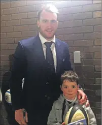  ??  ?? Tom Corns with Scotland full back Stuart Hogg.