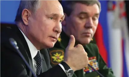  ?? Photograph: Mikhail Klimentyev/AP ?? Vladimir Putin told an annual military meeting this week that Russia is the only country with hypersonic weapons.