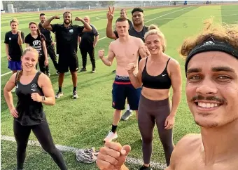  ??  ?? David Nyika, far right, and New Zealand’s team of boxers in a training camp in Thailand last month.