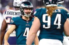  ?? | GETTY IMAGES ?? Eagles kicker Jake Elliott celebrates his 46- yard field goal in the fourth quarter. Elliott also connected from 25 and 42 yards.