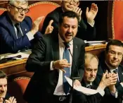  ?? IMAGOECONO­MICA ?? Sì al processo.
Il leader della Lega Matteo Salvini ieri al Senato