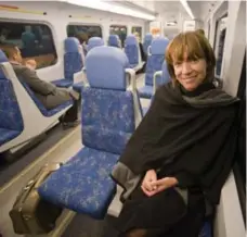  ?? RICK MADONIK/TORONTO STAR FILE PHOTO ?? Former N.Y.C. transporta­tion commission­er Janette Sadik-Khan on the GO train during a 2009 trip to Toronto. Her new book, Streetfigh­t: Handbook for an Urban Revolution, contains lessons for Toronto, writes Edward Keenan.