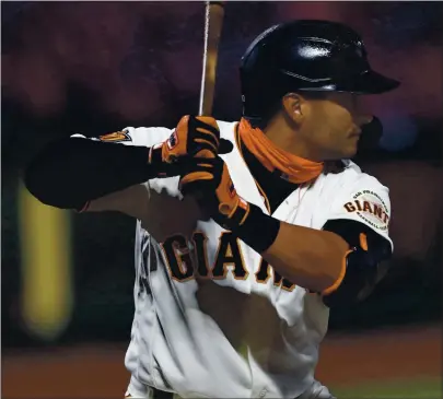  ?? KARL MONDON — STAFF PHOTOGRAPH­ER ?? A league batting title is within reach for the Giants’ Donovan Solano, 32, which raises the question as to where has he been.