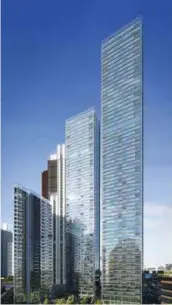  ?? LENDLEASE ?? Artist’s impression of the exterior of Lendlease’s One Sydney Harbour residentia­l tower at Barangaroo South, where a penthouse was recently sold for a record price of A$140 million or about A$100,000 psm (A$9,290 psf)