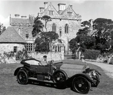  ??  ?? Above: Lord Montagu with his 1909 Rolls-royce Silver Ghost, which he rescued from a breaker’s yard, outside Palace House, Beaulieu