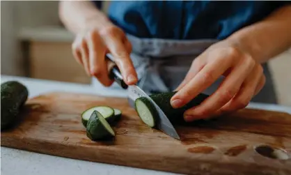  ?? ?? Choose wisely: ‘The santoku is 16cm or 18cm; the gyuto runs from 18cm.’ Photograph: FreshSplas­h/Getty Images