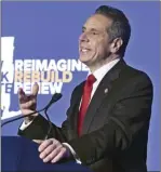  ?? AP file photo ?? New York Gov. Andrew Cuomo and his Democratic allies once welcomed the creation of a nonpartisa­n redistrict­ing commission that would redraw congressio­nal maps free of political influence and avoid contorted gerrymande­ring.