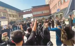  ?? VARIOUS SOURCES/GETTY-AFP ?? An image grab from user-generated content made available Saturday shows Iranian students rallying at the University of Science and Culture in Tehran, Iran.