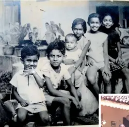  ??  ?? Faded picture but vivid recollecti­ons: Andewatta-- a haven for all the kids during Avurudu. The writer is second from right