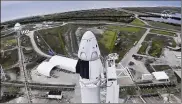  ?? NASA VIA AP ?? A SpaceX Falcon 9, with NASA astronauts Doug Hurley and Bob Behnken in the capsule, prepares to lift off before the mission was scrubbed.