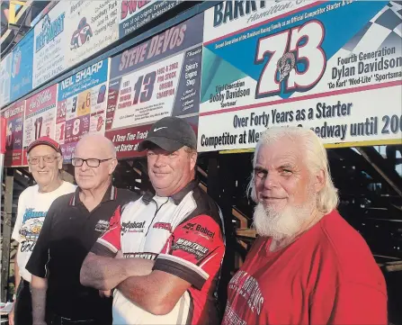  ?? BERND FRANKE
THE ST. CATHARINES STANDARD ?? Art Bicknell, Jim Irvine, Steve DeVos and Barry Davidson were honoured at Merrittvil­le Speedway recently.