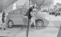  ?? Columbus Police Department / Associated Press ?? In body camera footage from officers, a teen girl, foreground, appears to wield a knife during an altercatio­n Tuesday.