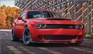  ?? FCA US LLC ?? The 2018 Dodge Challenger SRT Demon is the world’s first production car to lift the front wheels at launch.