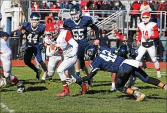  ??  ?? Owen J. Roberts’ Marcus Martin runs for a touchdown against Pottstown Thursday morning.