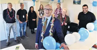  ?? PHOTO: PETER MCINTOSH ?? Takes a village . . . Health Minister David Clark (front) attends the opening of Te Kaika Brockville on Saturday with (from left) Ken Foote, Dr Kim Maiai, Donna MatahaereA­tariki, Barbara Warren, Paul Clements, Dr Alison Gatson and Albie Laurence.