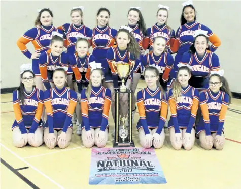  ?? COREY LEBLANC/SPECIAL TO POSTMEDIA NETWORK ?? The Welland Centennial Secondary School cheerleadi­ng squad includes, front row, from left, Alanna Franco, Olivia Healey, Shelby Laing, Kyleah Goulden, Brooke Goodman, Ashley Clarke-Smith; middle row, Rielly Jinks, Colleen Dent, Brittany Hanson, Brianna...