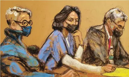  ?? Photograph: Jane Rosenberg/Reuters ?? A drawing of Maxwell and her lawyers in court at an earlier hearing.
