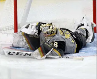  ?? Erik Verduzco Las Vegas Review-journal @Erik_verduzco ?? Silver Knights goaltender Logan Thompson won the American Hockey League award for best goaltender and was a Pacific Division all-star.