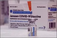  ?? MARY ALTAFFER- ASSOCIATED PRESS FILE PHOTO ?? In this April 8 file photo, the Johnson & Johnson COVID-19 vaccine is seen at a pop up vaccinatio­n site in the Staten Island borough of New York.
