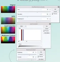 ??  ?? You can manually create shortcuts for Levels and Brightness/Contrast by going to File>Shortcut Settings. Hue/Saturation/Luminosity can be accessed by pressing Ctrl+U.