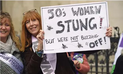  ?? Photograph: Kirsty O’Connor/PA ?? Campaigner­s in London. ‘1950s-born women argue that the pace of change has been too rapid, penalising them as a cohort.’