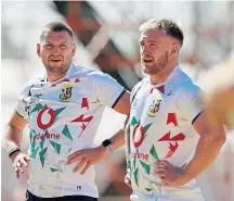  ??  ?? Finn Russell and Stuart Hogg are ready to rumble.