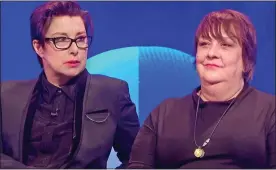  ??  ?? CROSSING THE LINE: Sue Perkins, left, makes her vile comment about Theresa May on The Last Leg as comic actress Kathy Burke smirks next to her