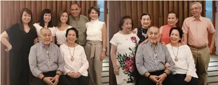  ?? WITH THE FAMILY. The golden couple with (from left) daughter Trina, granddaugh­ters Louise and Gianna, son Dojoe with wife Nana. Right photo shows Corie’s siblings (from left) Nellie and Vicky Lacson, Agnes L. Matti, and Bobby Lacson who came all the way f ??